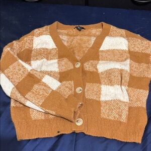 Forever 21 Brown and Cream Checkered Sweater